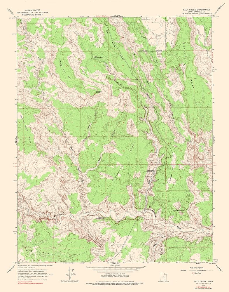 Calf Creek Utah Quad - USGS 1964