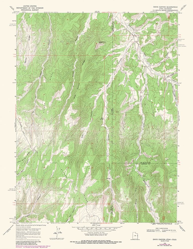 Davis Canyon Utah Quad - USGS 1966