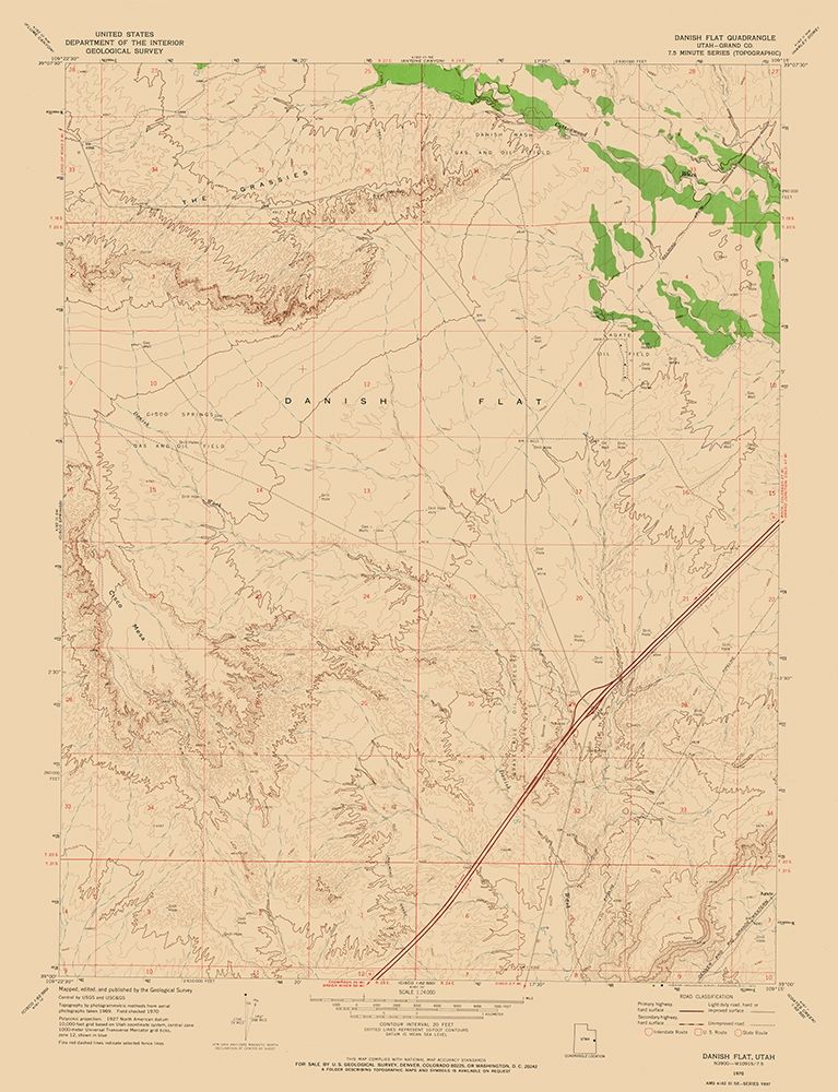 Danish Flat Utah Quad - USGS 1970