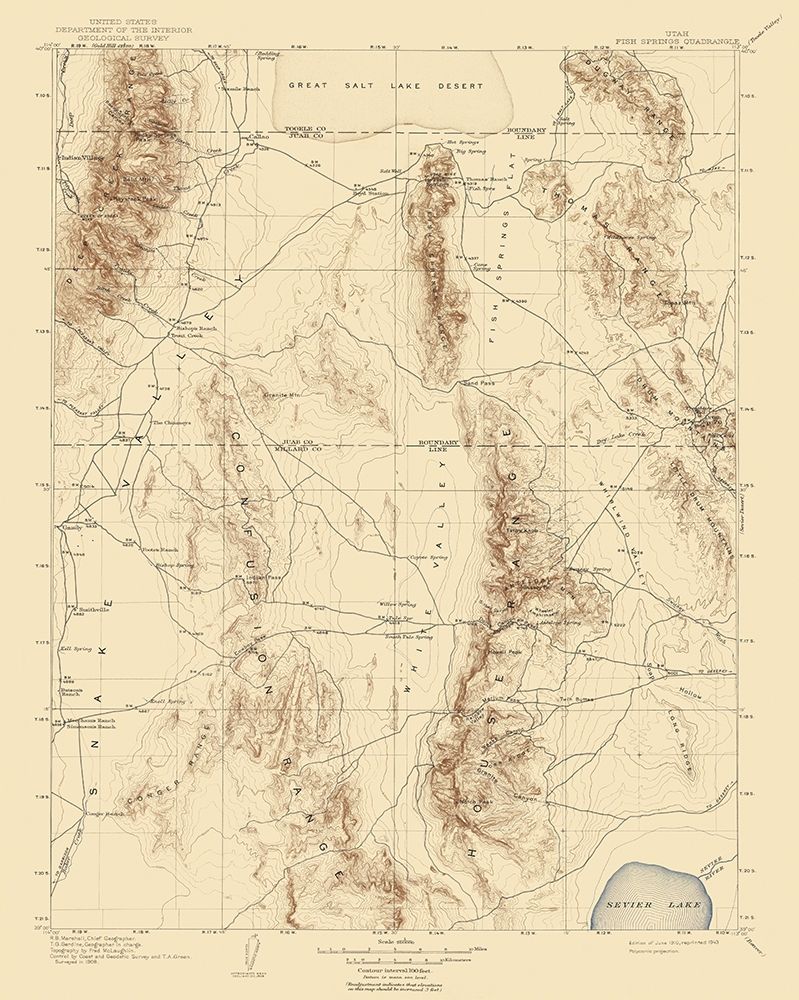Fish Springs Utah Quad - USGS 1910