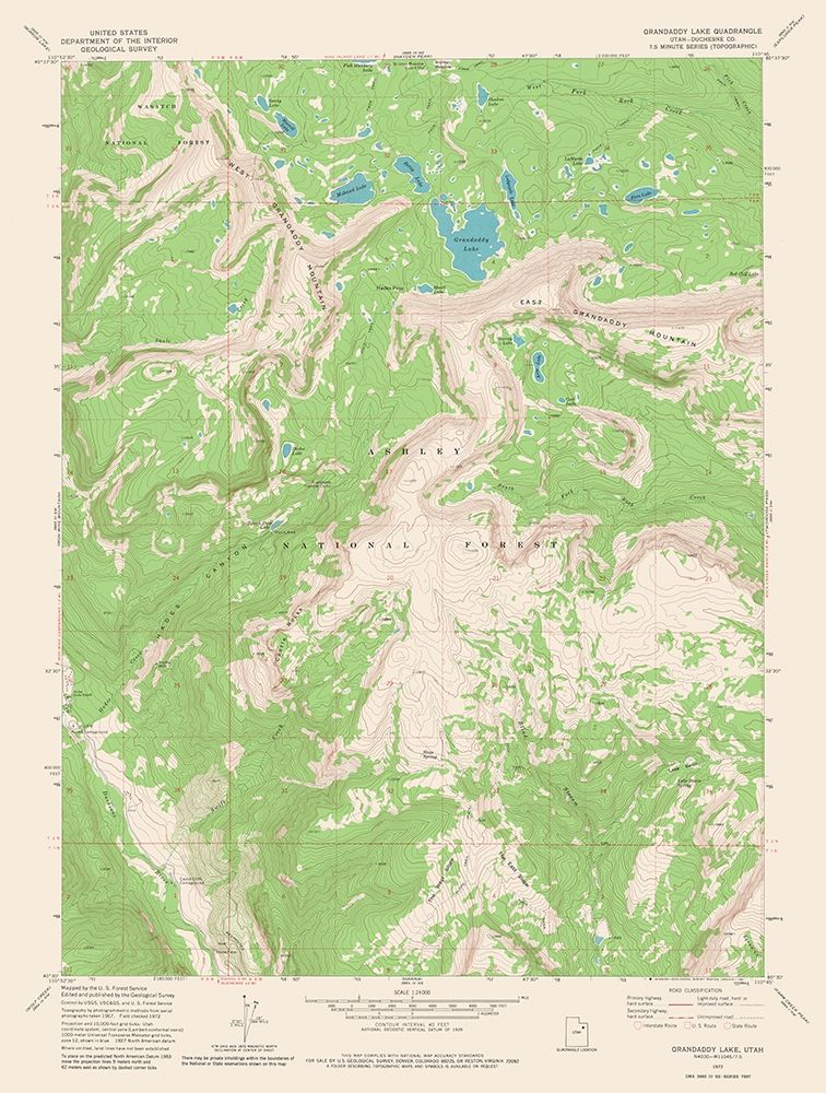 Grandaddy Lake Utah Quad - USGS 1972