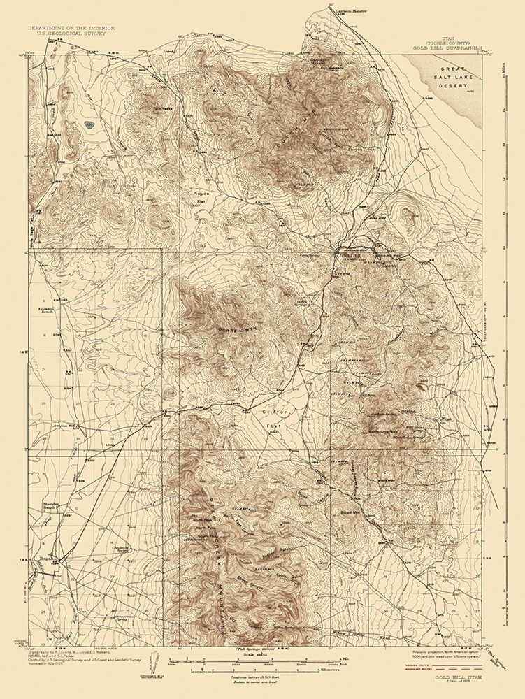 Gold Hill Utah Quad - USGS 1928