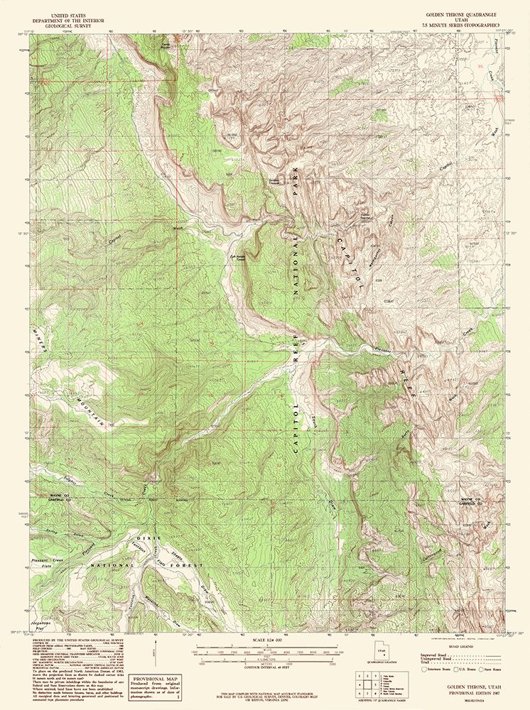 Golden Throne Utah Quad - USGS 1987
