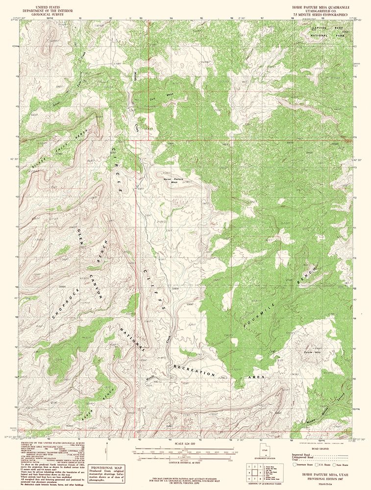 Horse Pasture Mesa Utah Quad - USGS 1987