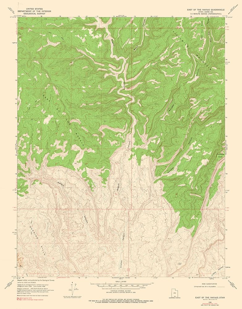 East of the Navajo Utah Quad - USGS 1968