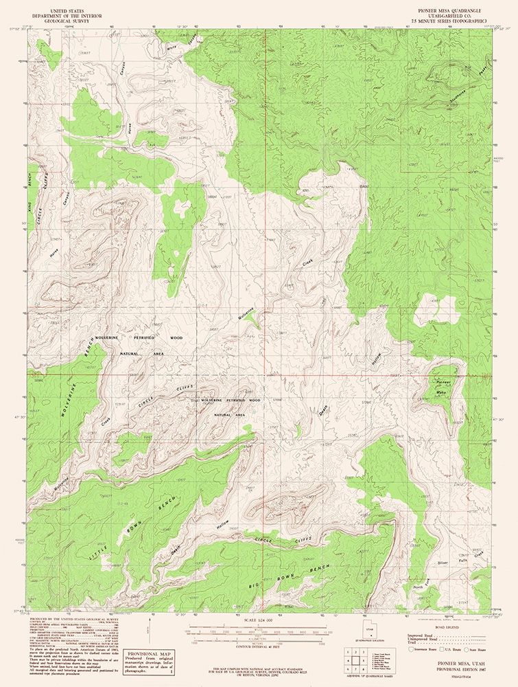 Pioneer Mesa Utah Quad - USGS 1987