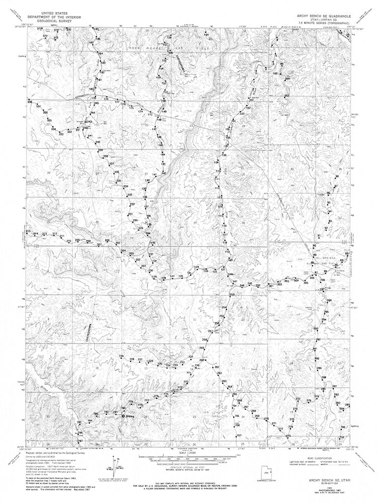 South East Archy Bench Utah Quad - USGS 1968