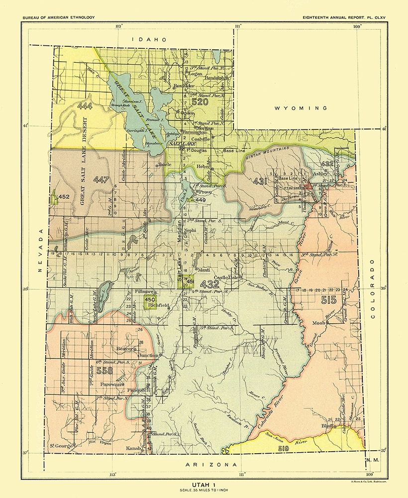 Utah - Great Salt Lake - Hoen 1896