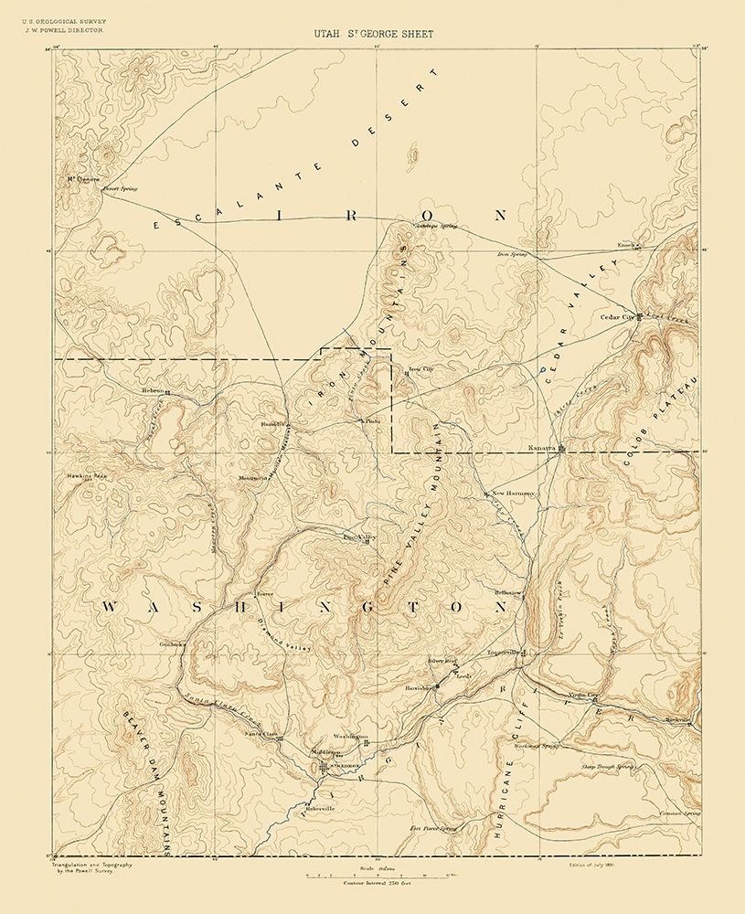 St George Utah Sheet - USGS 1891