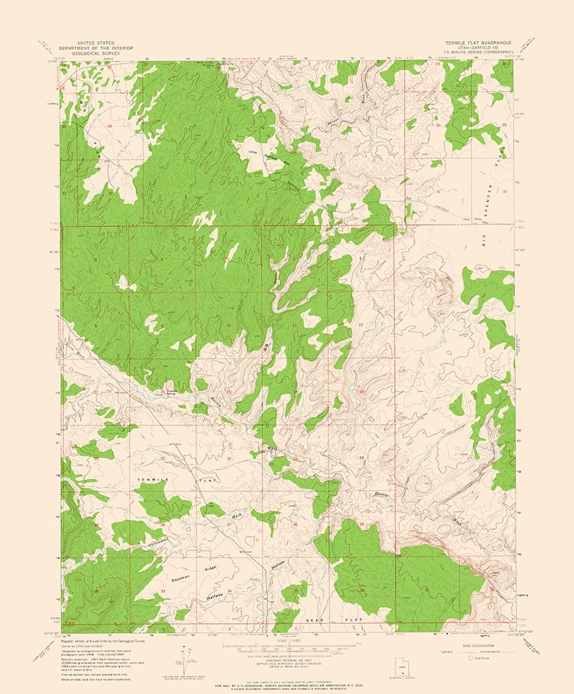 Tenmile Flat Utah Quad - USGS 1964