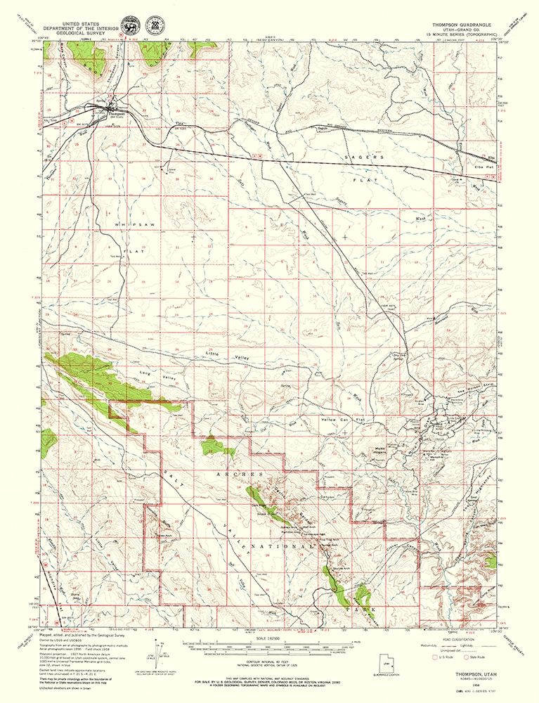 Thompson Utah Quad - USGS 1958