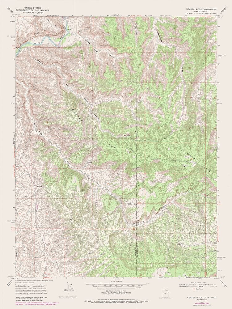 Weaver Ridge Utah Quad - USGS 1968