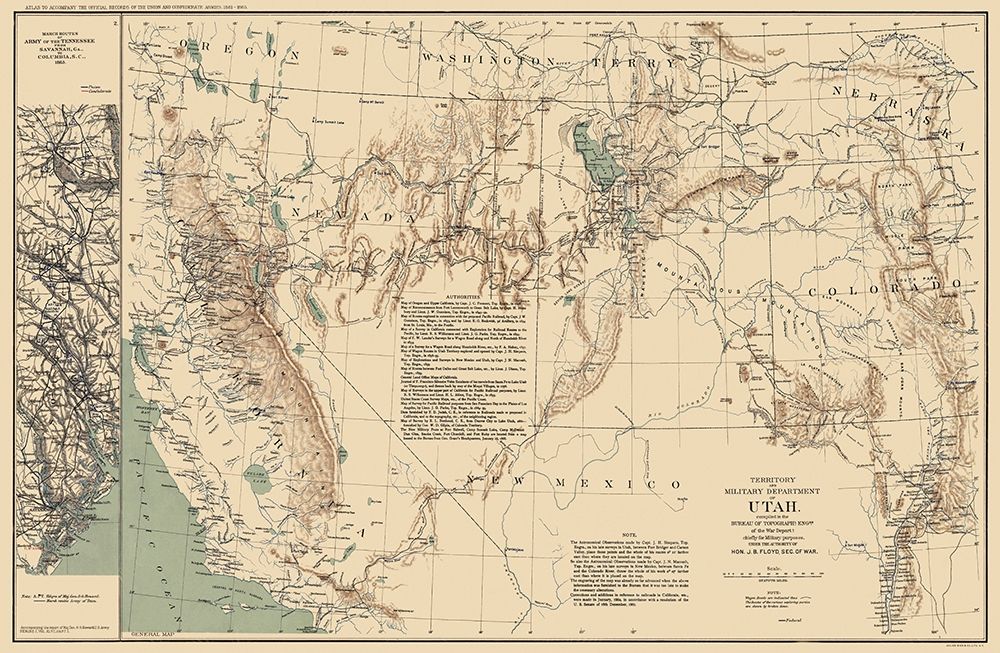 Utah Territory - US War Dept 1860