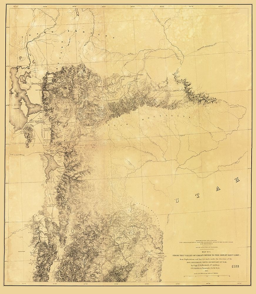 Utah Railroad Survey, Map 1 - Siebert 1855