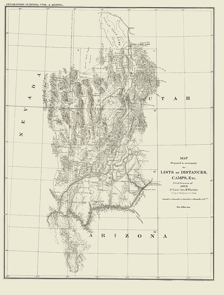 Nevada Utah Arizona Geographical - Wheeler 1872
