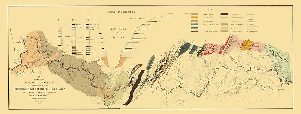 Chesapeake and Ohio Railway, Showing Minerals 1872