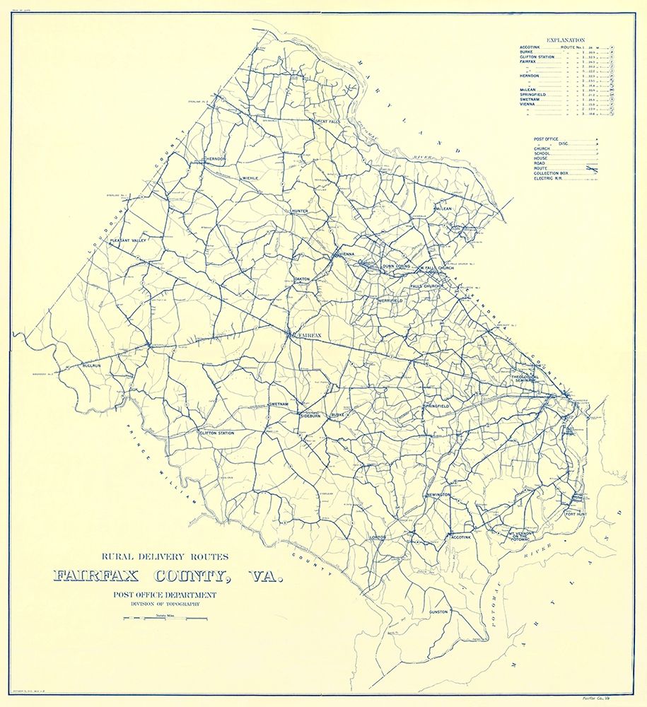 Fairfax County Rural Delivery Routes - USPS 1912