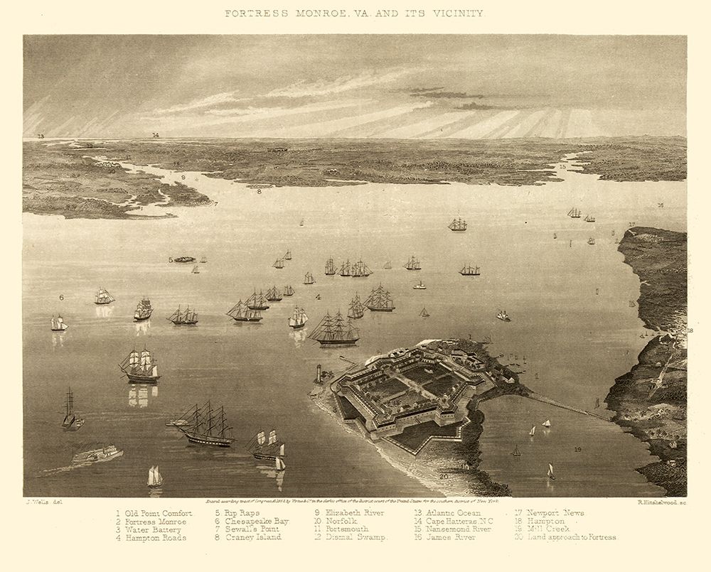 Fortress Monroe Virginia - Wells 1862