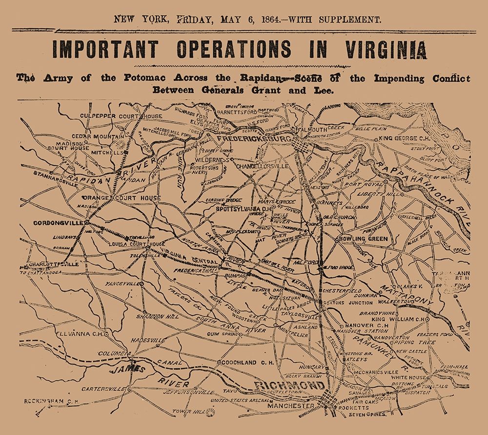 Important Operations Virginia - 1864