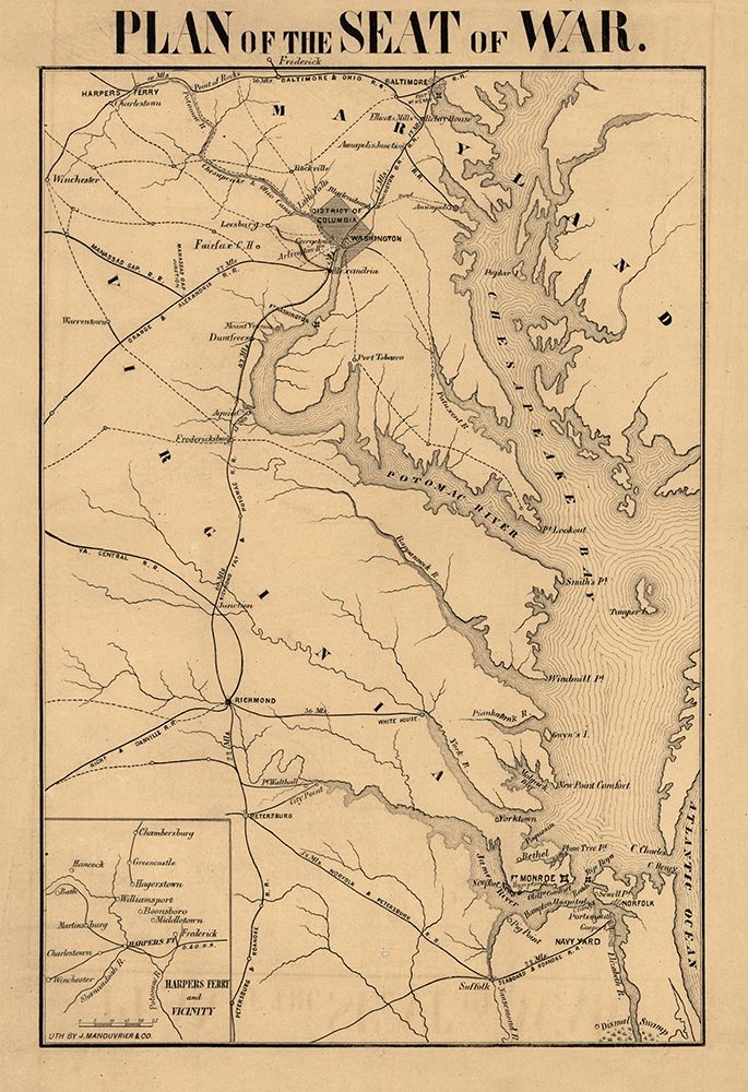 Plan of Seat of War Virginia- Manduvier 1861