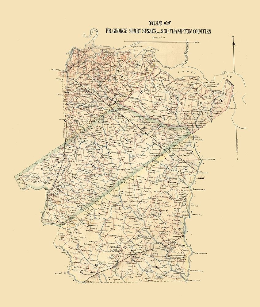 Prince George Surrey Suffolk Counties Virginia - 1865