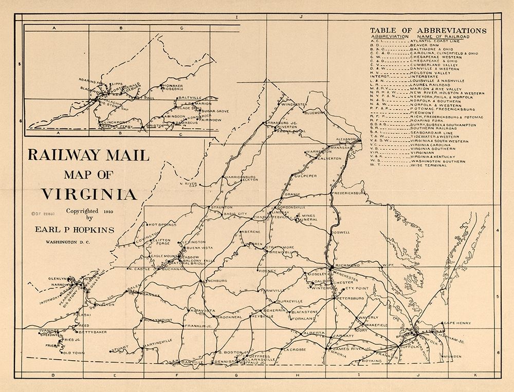 Railway Mail Virginia - Hopkins 1910