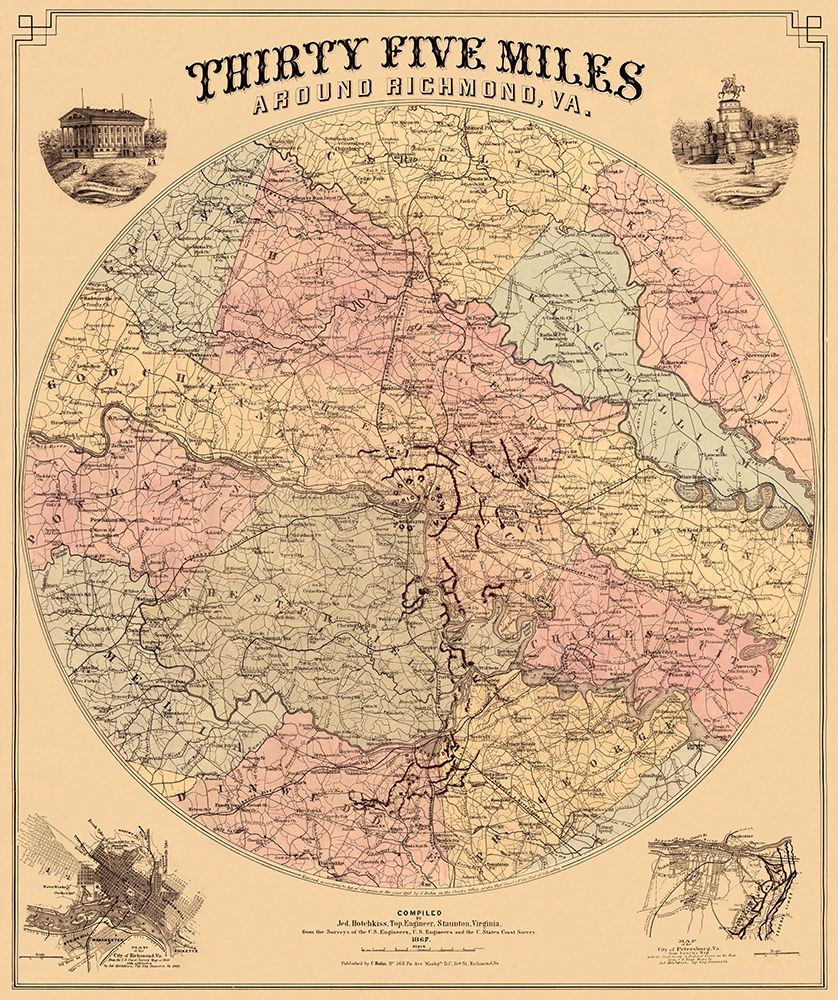 Richmond Virginia 35 Miles Around - Bohn 1867