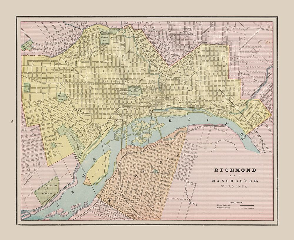 Richmond, Manchester  Virginia - Cram 1892