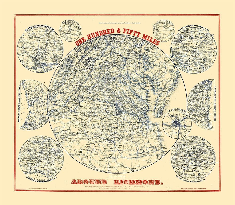 150 Miles Around Richmond Virginia - Magnus 1864