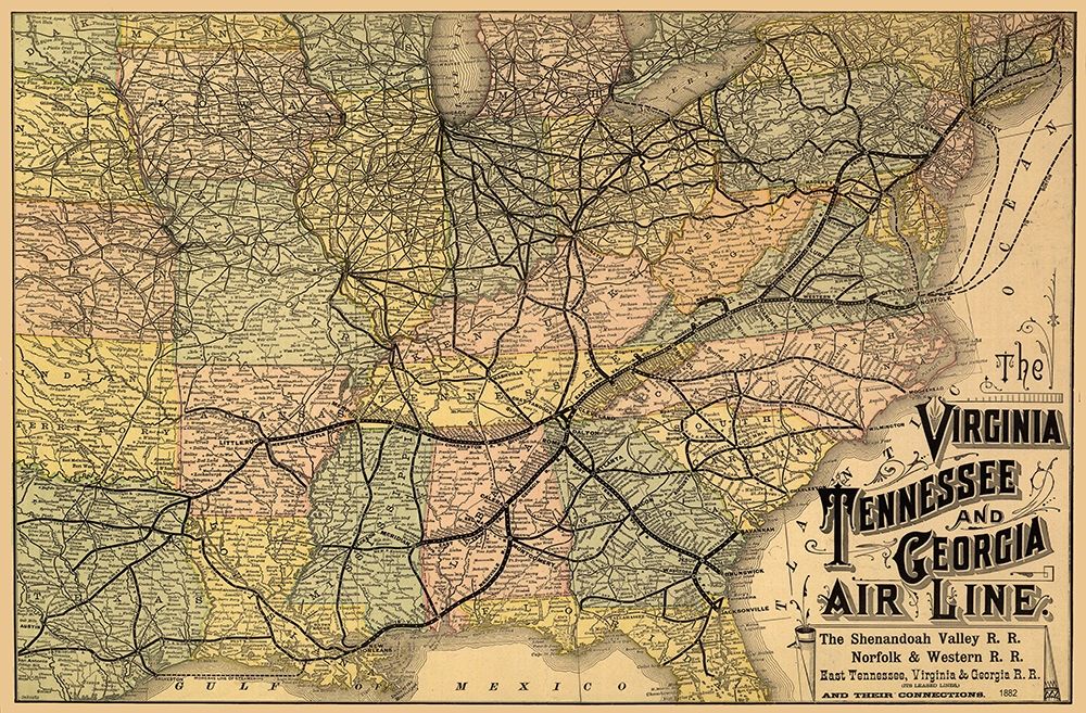 Virginia, Tennessee, Georgia Railroads - 1882