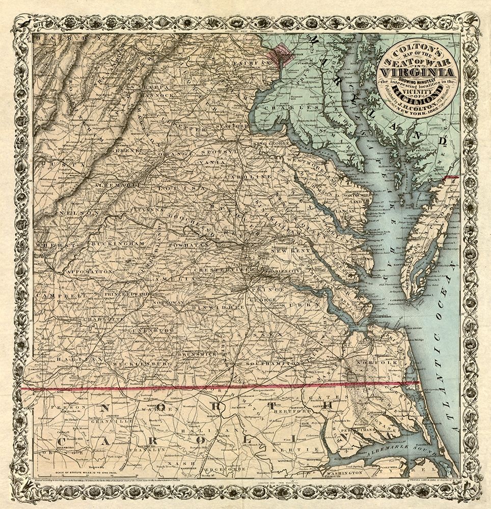 Seat of War Virginia - Colton 1862