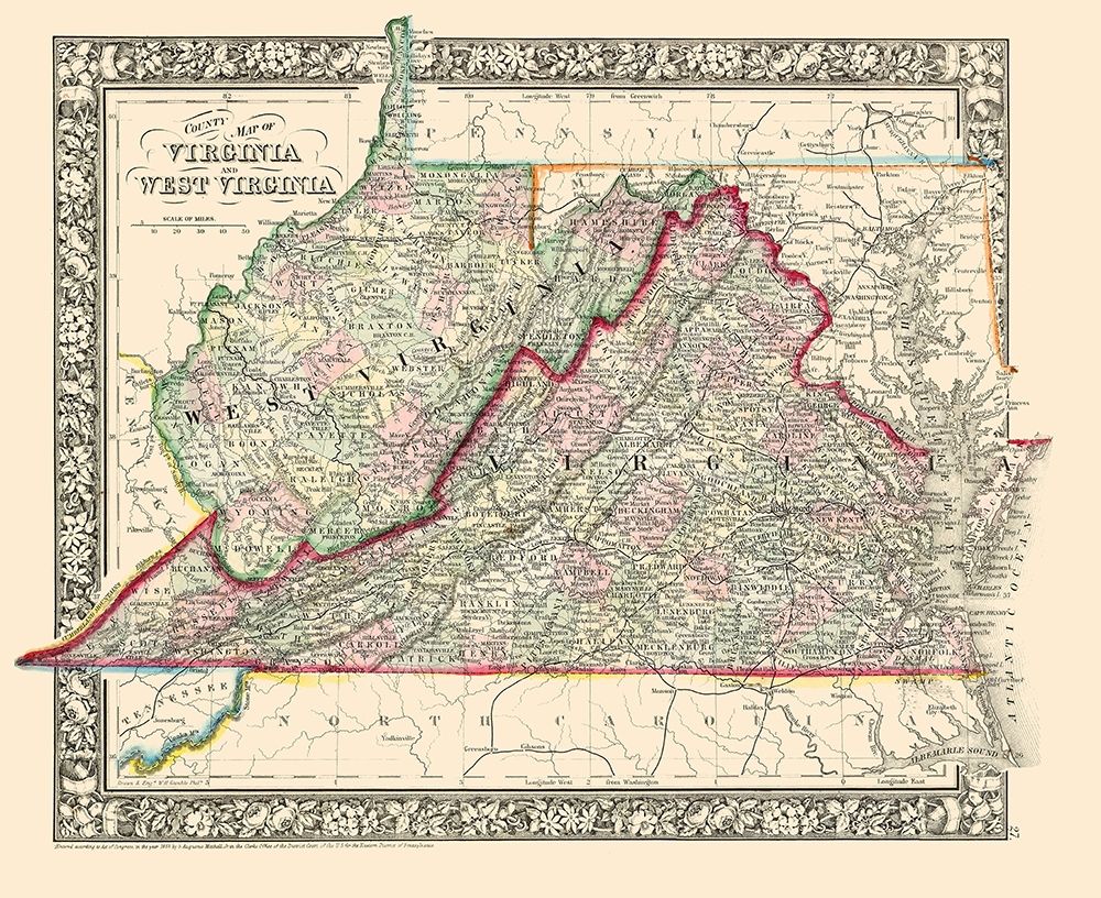 Virginia, West Virginia Counties - Mitchell 1863