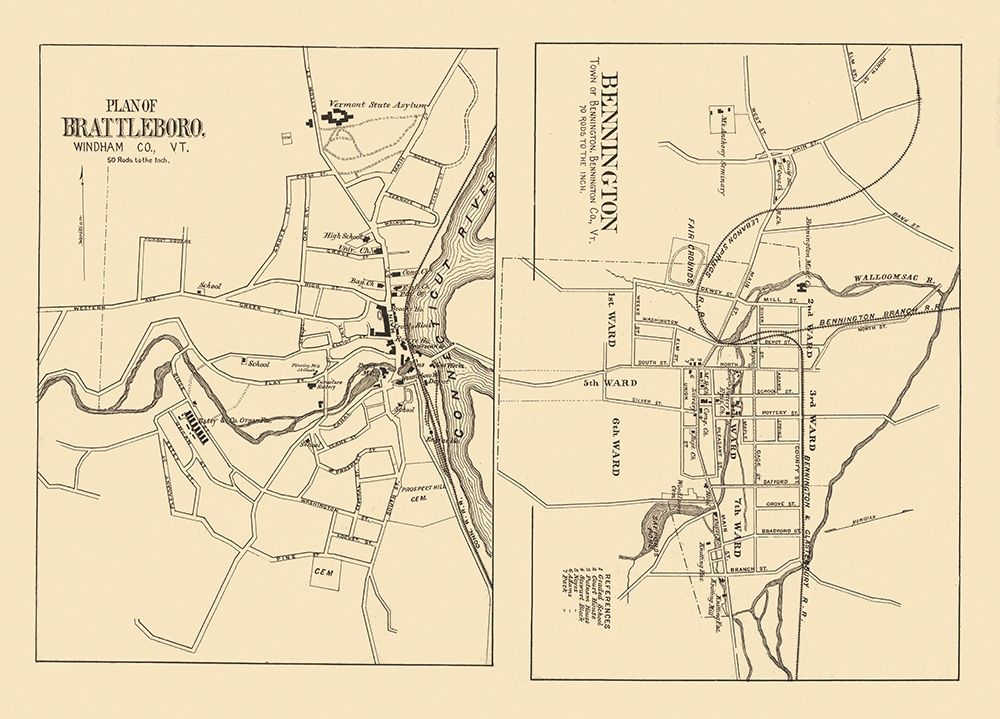 Bennington, Brattleboro Vermont - Beers 1876