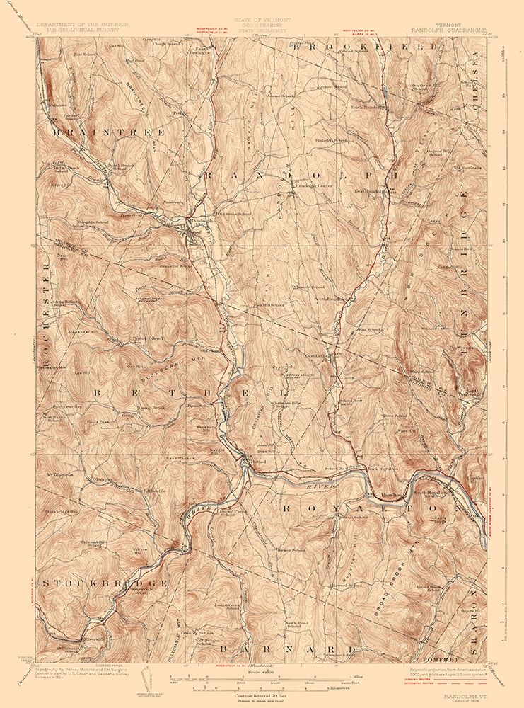 Randolf Vermont Quad - USGS 1926