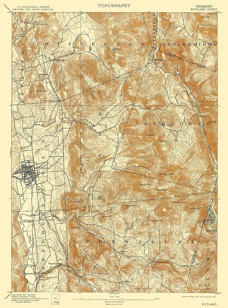 Rutland Vermont Quad - USGS 1893