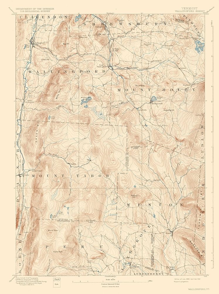 Wallingford Vermont Quad - USGS 1893