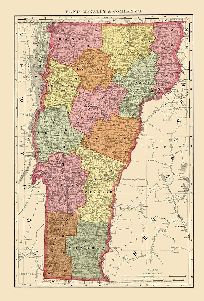 Vermont - Rand McNally 1897