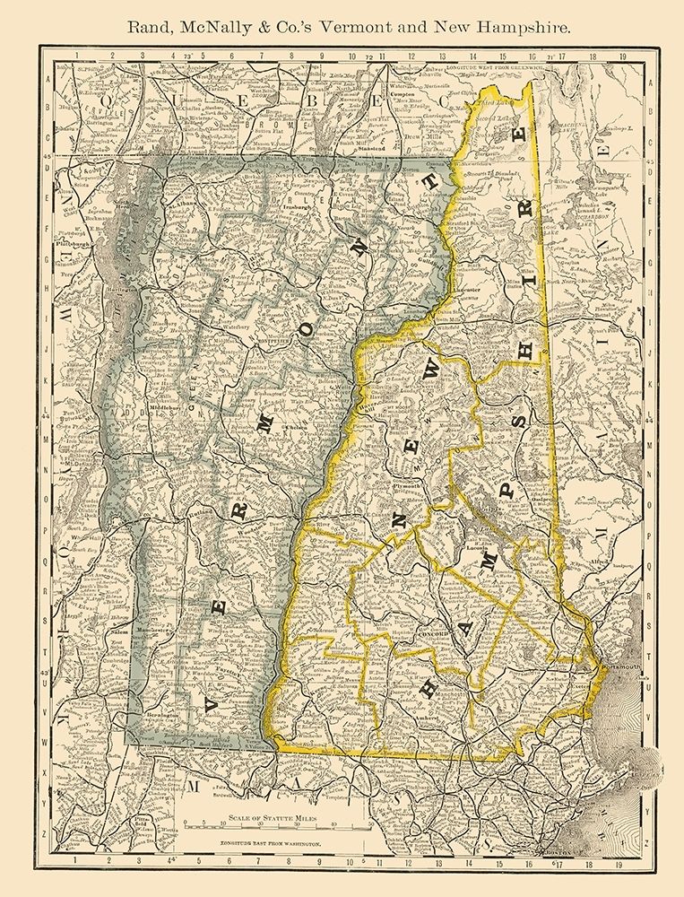 Vermont, New Hampshire - Rand McNally 1879