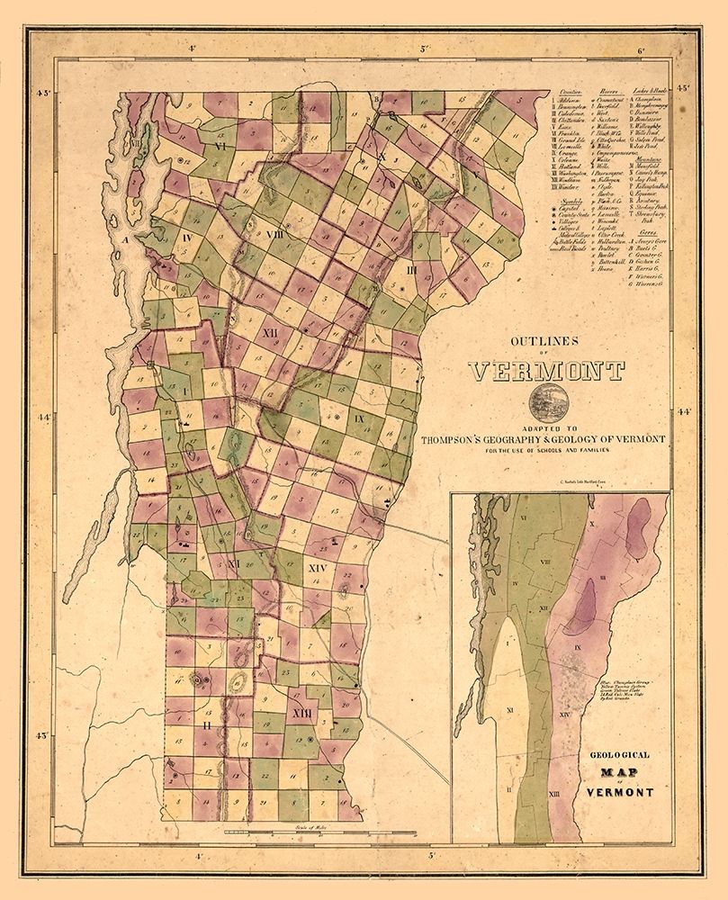 Vermont Geological - Thompson 1848