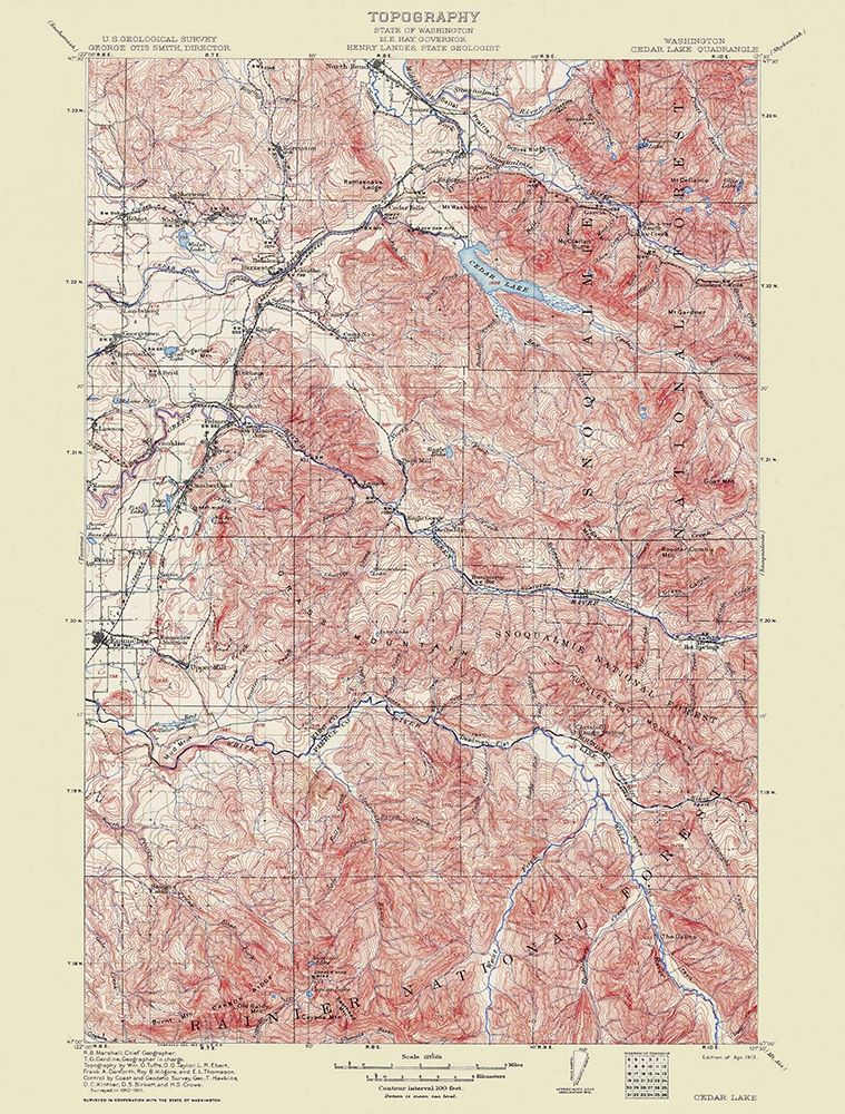 Cedar Lake Washington Quad - USGS 1913