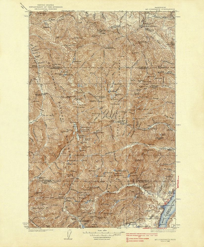 Mt Constance Washington Quad - USGS 1938