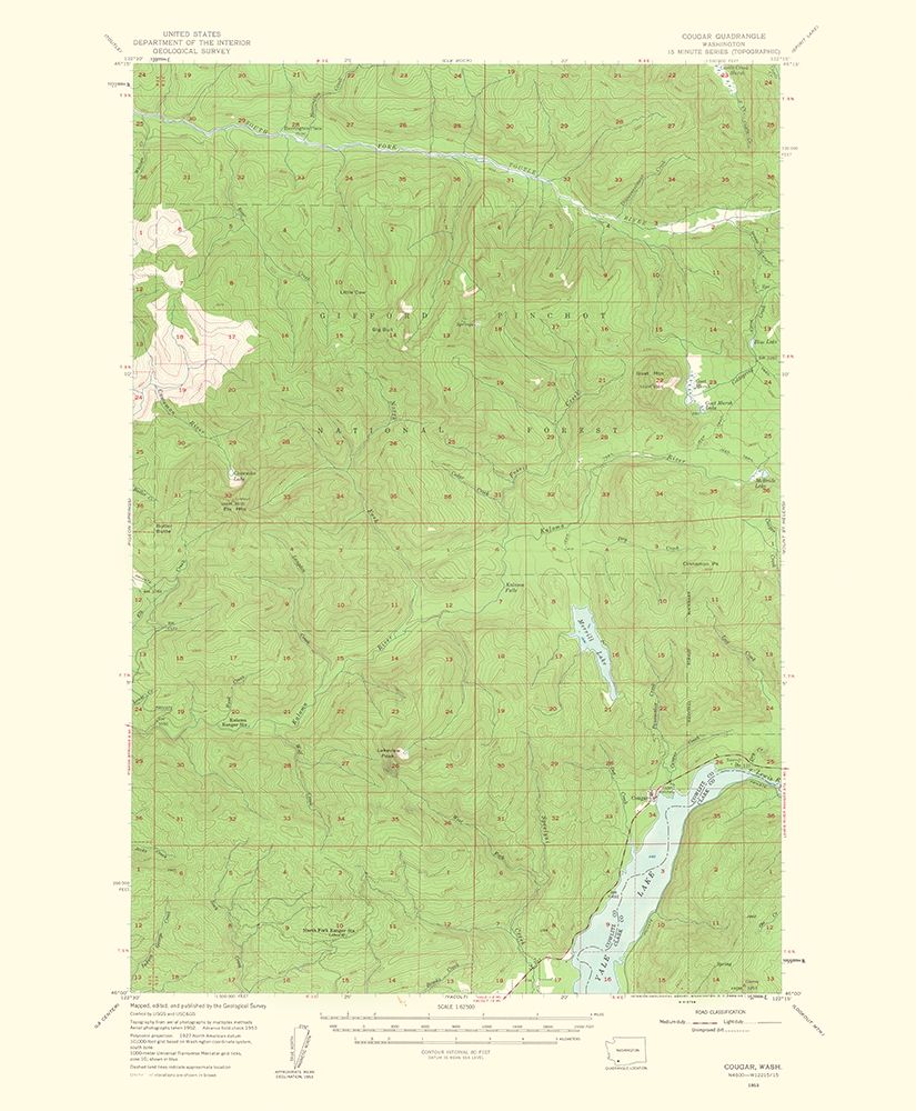Cougar Washington Quad - USGS 1963
