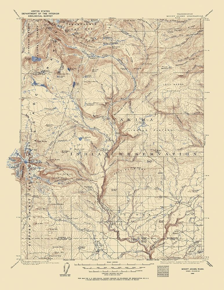 Mt Adams Washington Quad - USGS 1904