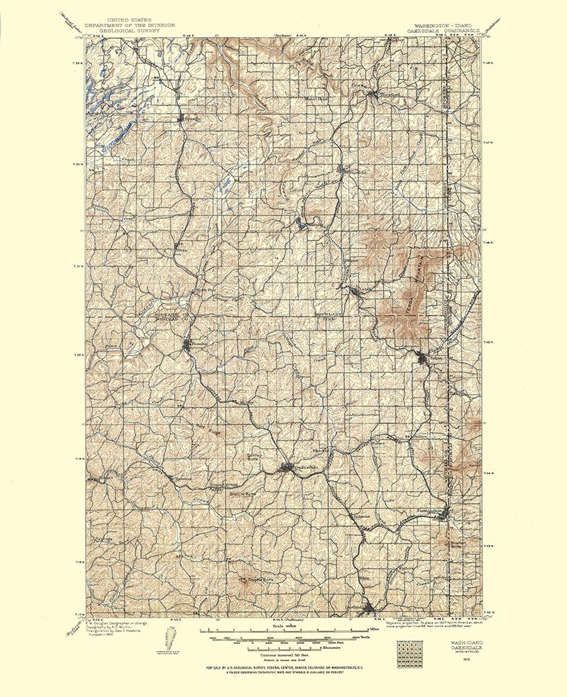 Oakesdale Washington Idaho Quad - USGS 1903