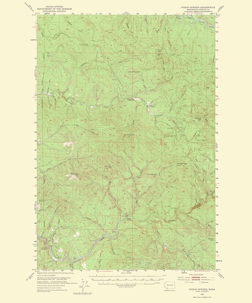 Pigeon Springs Washington Quad - USGS 1965