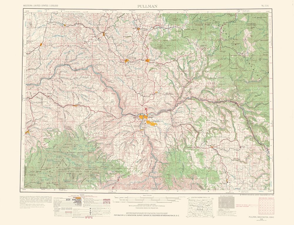 Pullman Washington Idaho Quad - USGS 1963