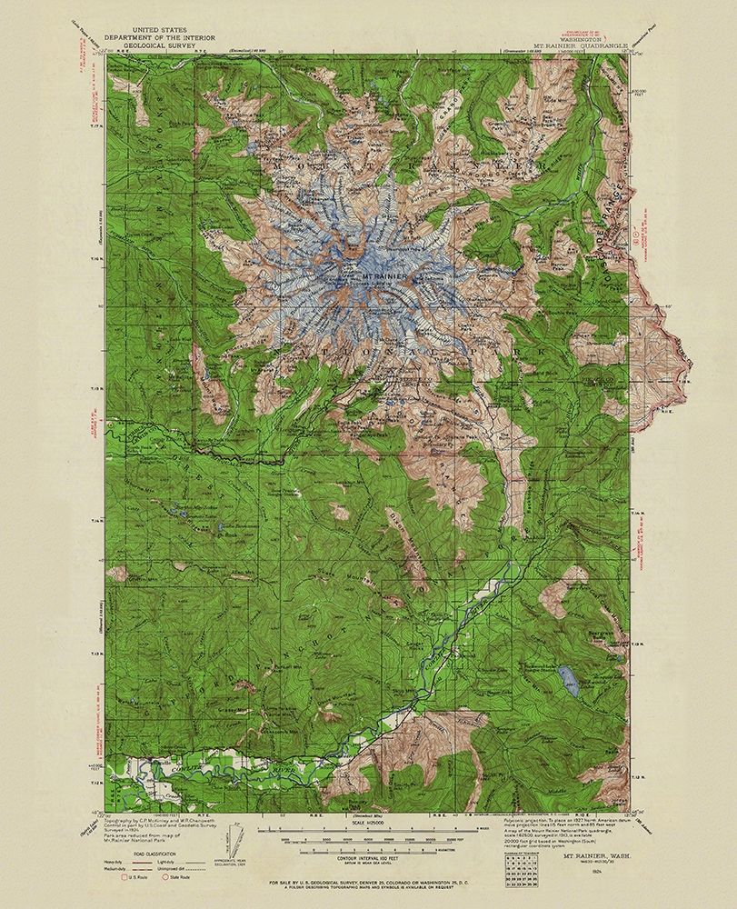 Mt Rainier Washington Quad - USGS 1924