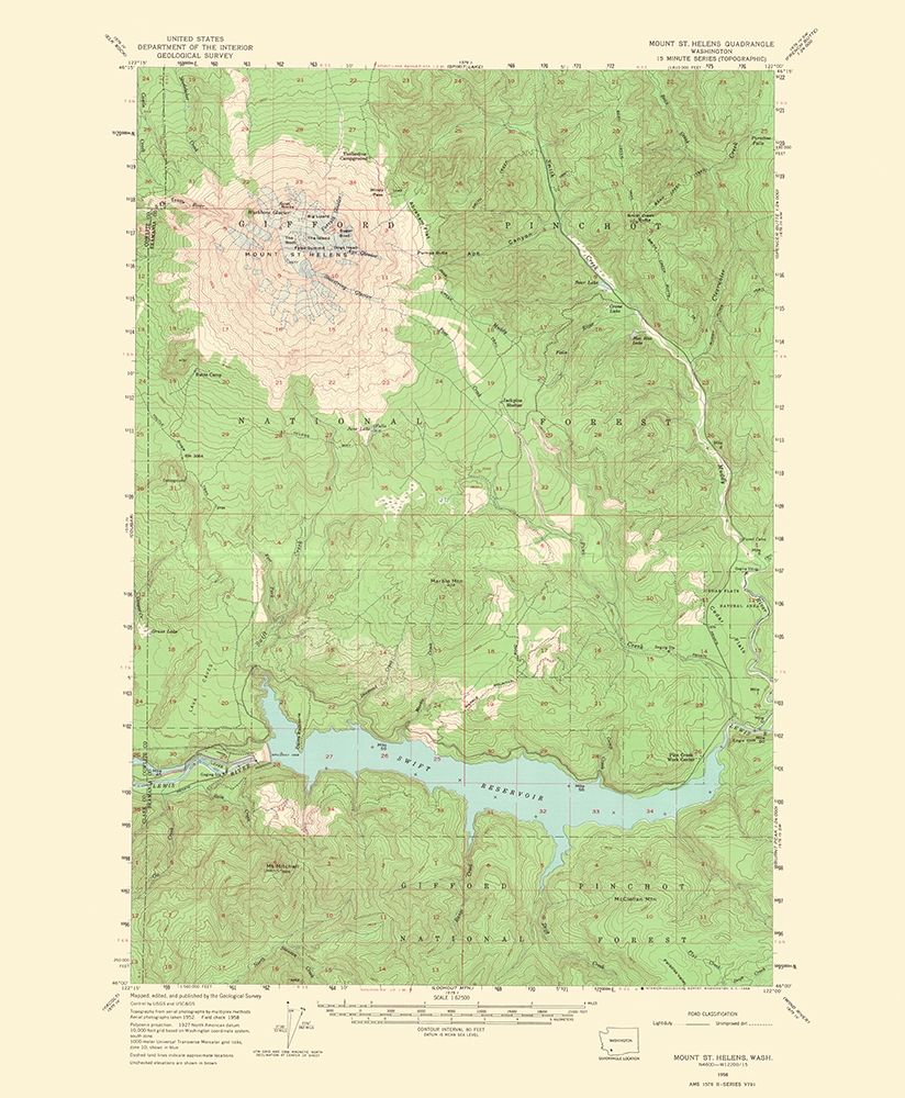 Mt St Helens Washington Quad - USGS 1968