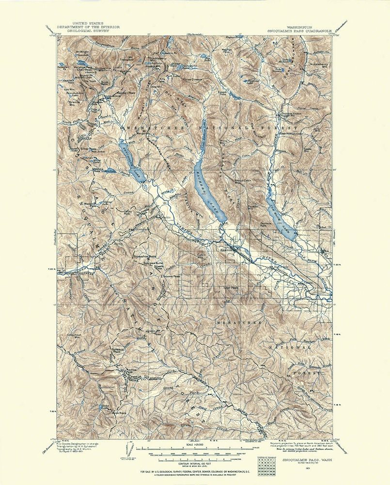 Snoqualmie Pass Washington Quad - USGS 1901