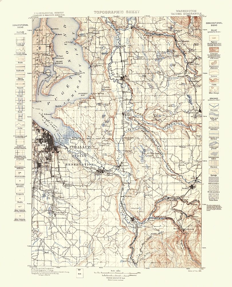 Tacoma Washington Quad - USGS 1898